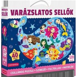   Varázslatos sellők - Csillámos puzzle+Színező+Filctollak+Matricák
