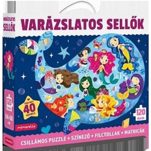Varázslatos sellők - Csillámos puzzle+Színező+Filctollak+Matricák